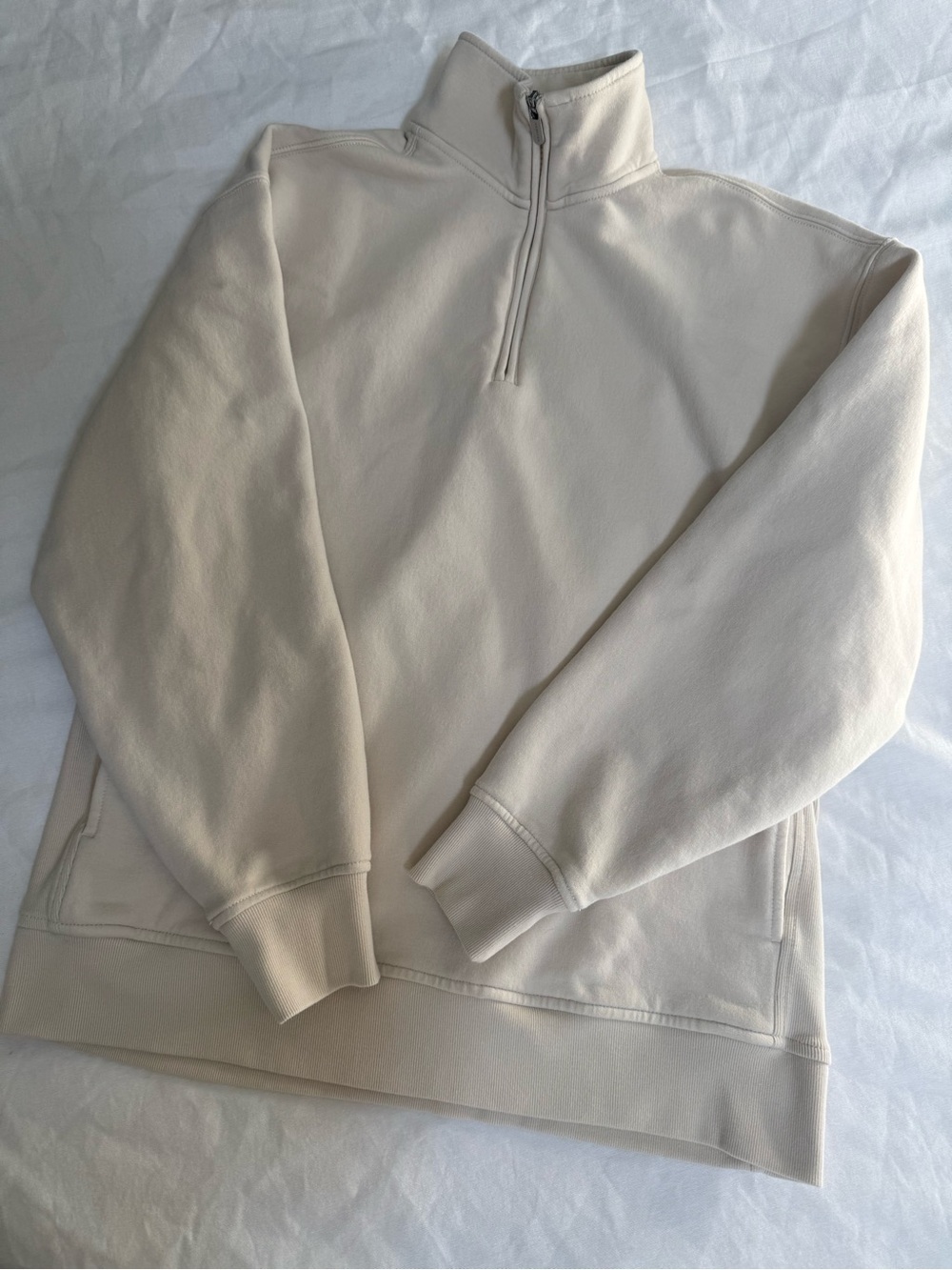 XS Athleta Quarter Zip Sweatshirt Neutral Ivory Cream